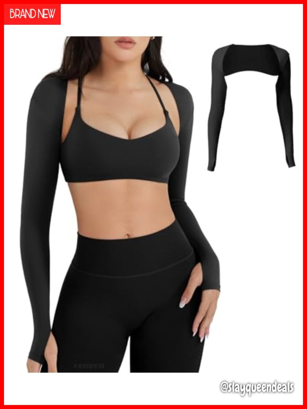 YEOREO Nylon Spandex Long Sleeve Bolero Top with Thumb Holes